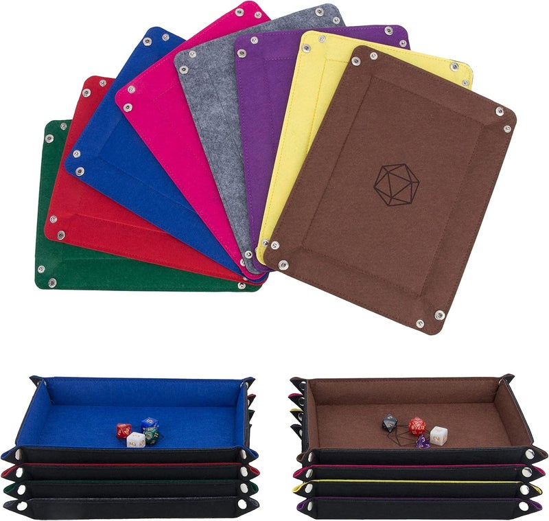 KISLANE Dice Tray 8 Pieces Folding Rectangle Dice Storage, Felt Dice Tray Holder for DND, RPG, MTG and Other Board Games (Rectangle) - Image 1